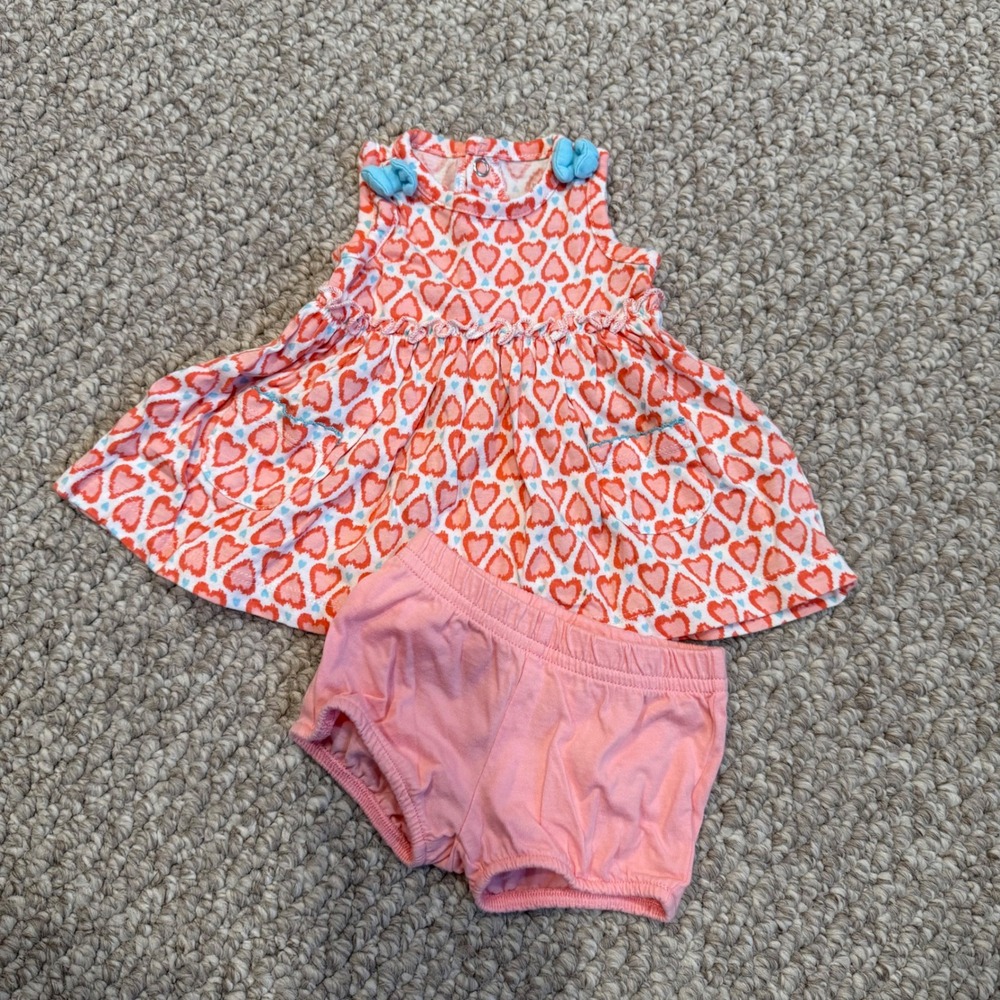 Just One You Carters Sizs Newborn Girls Dress Bloomer Set Heart Print Sleeveless